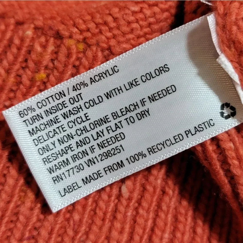 Universal Thread Orange Oversized Knit Flecked Button-Up Cardigain